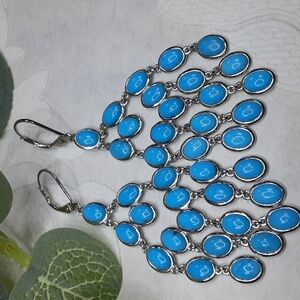 925 Genuine Chandelier Sleeping Beauty Turquoise Earrings.